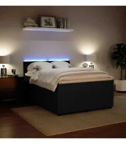 Sale Boxspring met matras fluweel zwart 140x200 cm Bedden