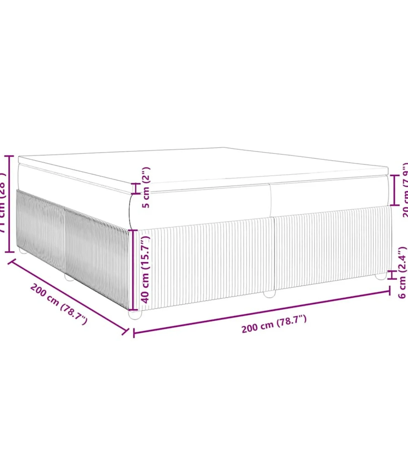 Online Boxspring met matras fluweel donkergrijs 200x200 cm Bedden