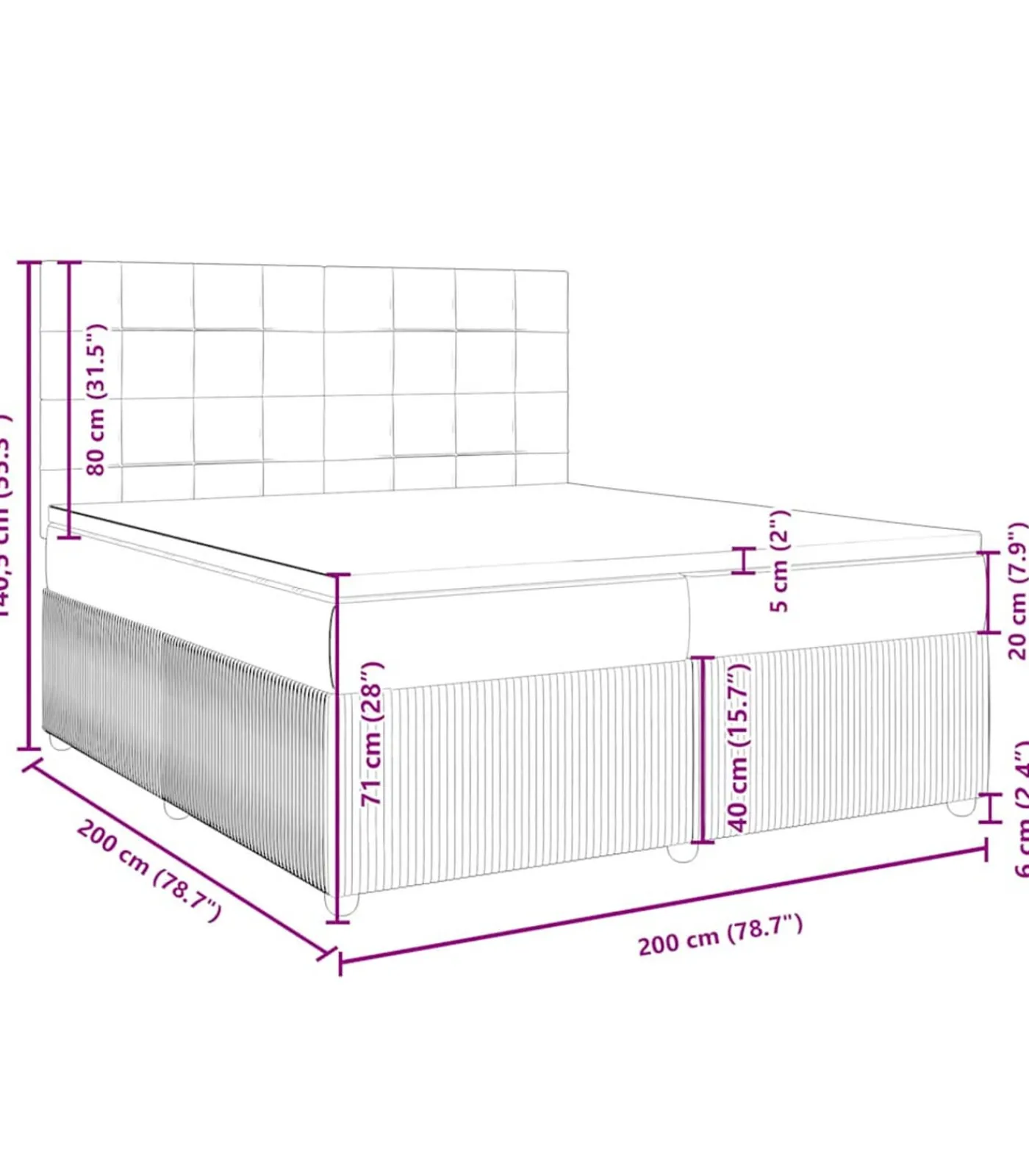 New Boxspring met matras fluweel donkergrijs 200x200 cm Bedden