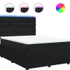 Clearance Boxspring met matras fluweel zwart 140x200 cm Bedden