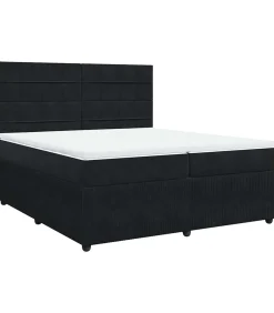 New Boxspring met matras fluweel zwart 200x200 cm Bedden