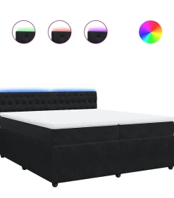 New Boxspring met matras fluweel zwart 200x200 cm Bedden