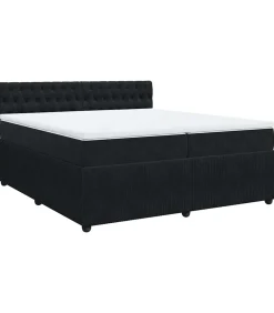 New Boxspring met matras fluweel zwart 200x200 cm Bedden