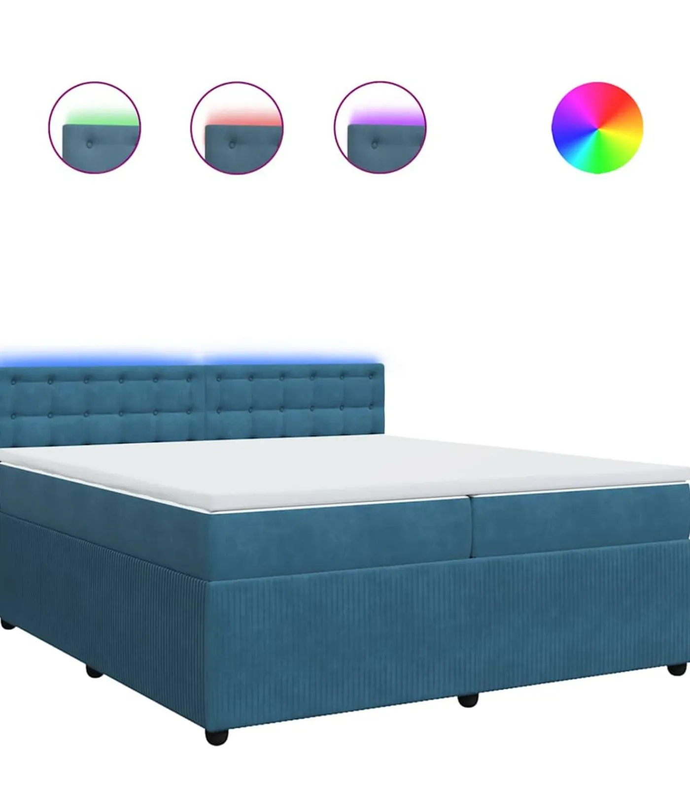 Boxspring met matras fluweel blauw 200x200 cm Bedden