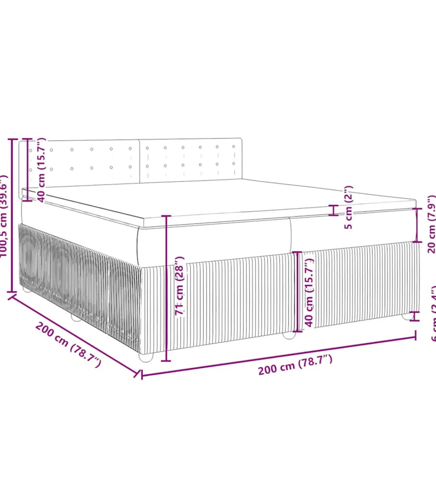 Boxspring met matras fluweel blauw 200x200 cm Bedden