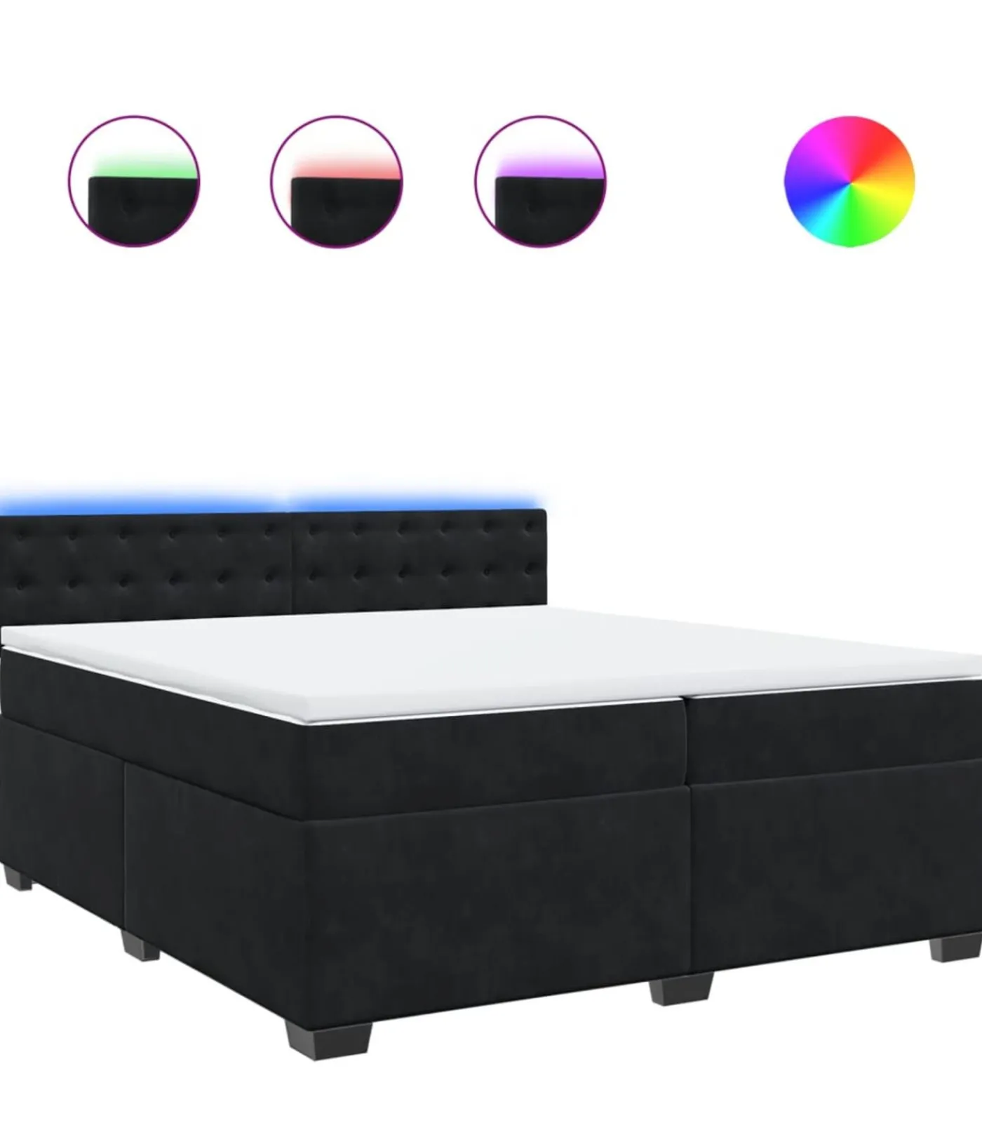 Hot Boxspring met matras fluweel zwart 200x200 cm Bedden