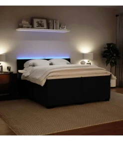 Hot Boxspring met matras fluweel zwart 200x200 cm Bedden