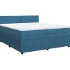 Outlet Boxspring met matras fluweel blauw 200x200 cm Bedden
