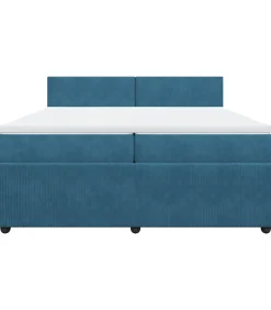 Outlet Boxspring met matras fluweel blauw 200x200 cm Bedden