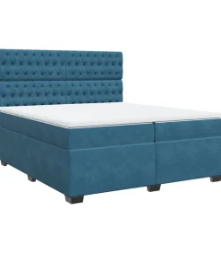 Sale Boxspring met matras fluweel blauw 200x200 cm Bedden