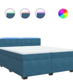 Boxspring met matras fluweel blauw 200x200 cm Bedden