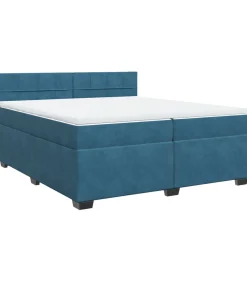 Discount Boxspring met matras fluweel blauw 200x200 cm Bedden