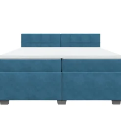 Discount Boxspring met matras fluweel blauw 200x200 cm Bedden