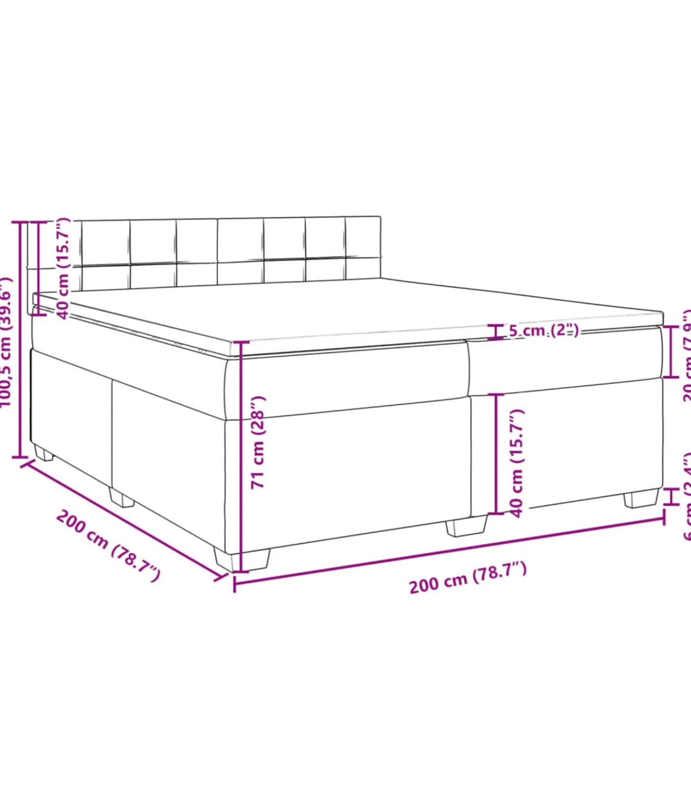Discount Boxspring met matras fluweel blauw 200x200 cm Bedden