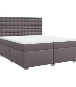 Sale Boxspring met matras kunstleer grijs 200x200 cm Bedden