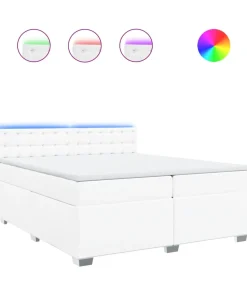Clearance Boxspring met matras kunstleer wit 200x200 cm Bedden