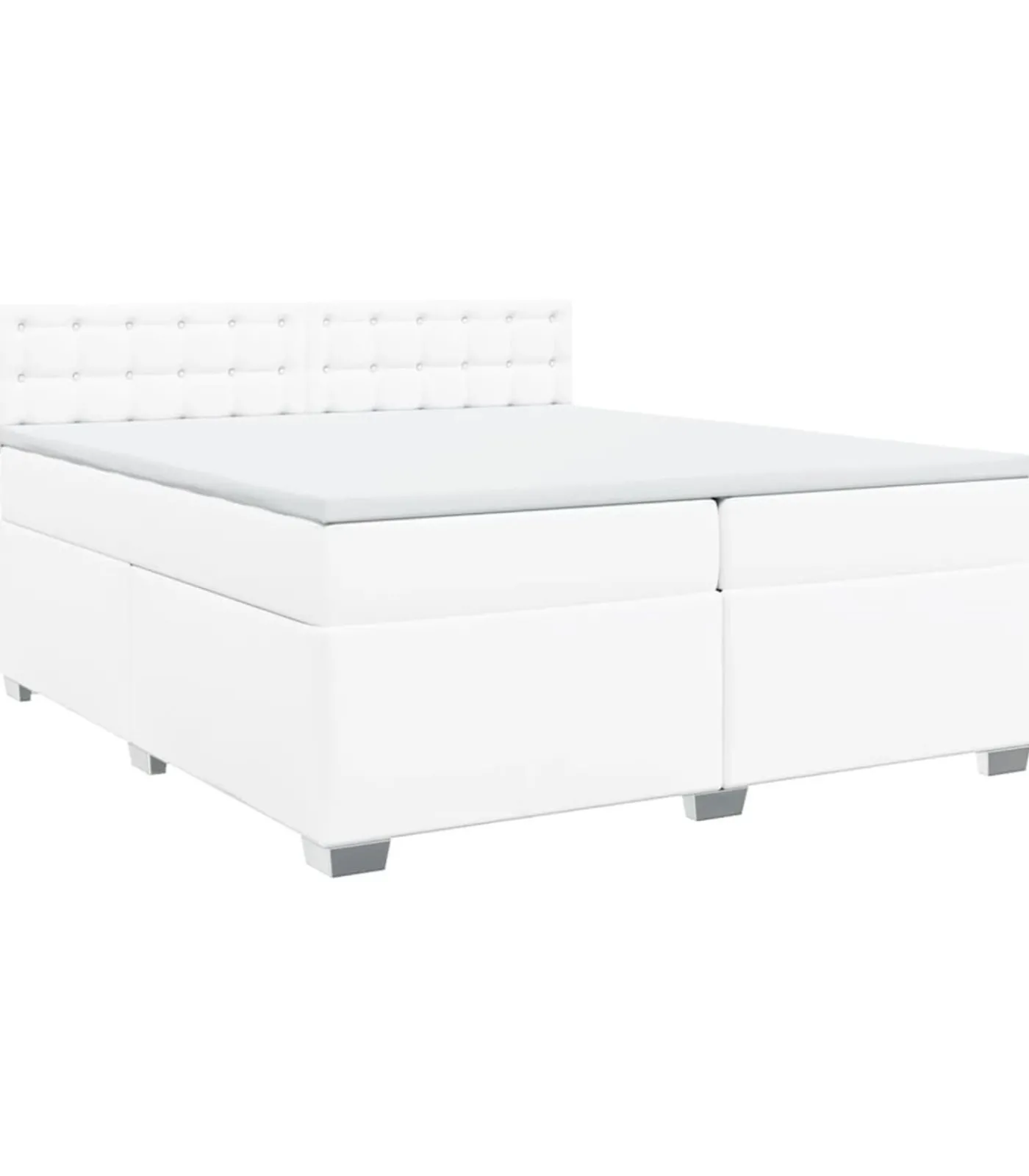 Clearance Boxspring met matras kunstleer wit 200x200 cm Bedden