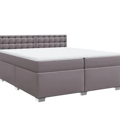 Boxspring met matras kunstleer grijs 200x200 cm Bedden