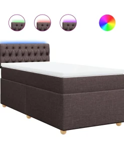Best Boxspring met matras stof donkerbruin 90x200 cm Bedden