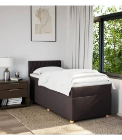 Best Boxspring met matras stof donkerbruin 90x200 cm Bedden