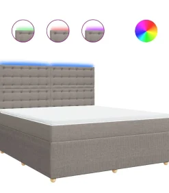 Boxspring met matras stof taupe 180x200 cm Bedden