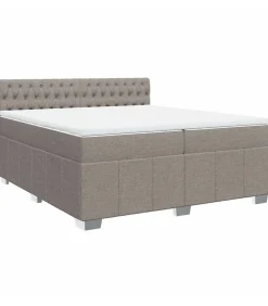 Online Boxspring met matras stof taupe 200x200 cm Bedden