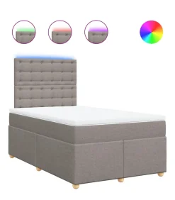 Hot Boxspring met matras stof taupe 120x190 cm Bedden