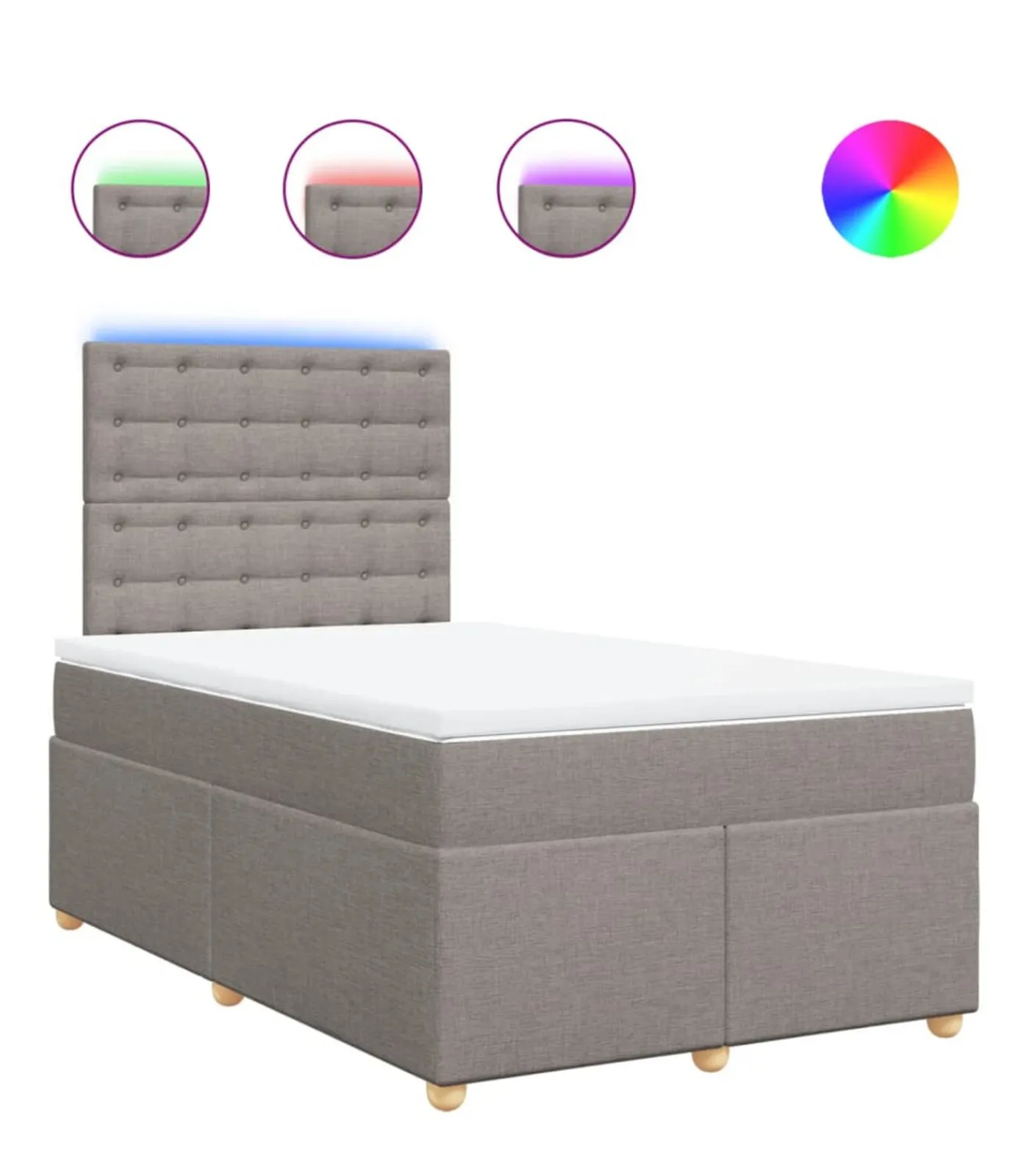 Hot Boxspring met matras stof taupe 120x190 cm Bedden