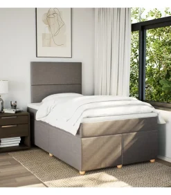 Boxspring met matras stof taupe 120x190 cm Bedden