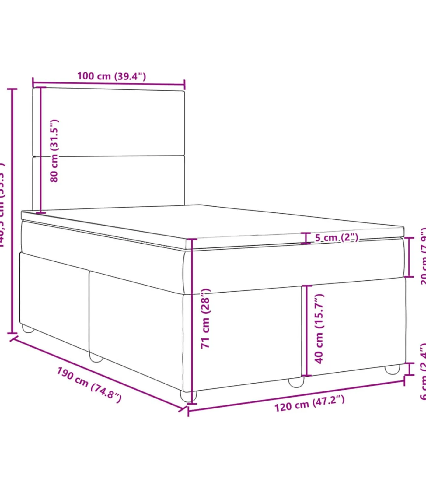 Boxspring met matras stof taupe 120x190 cm Bedden