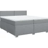 Outlet Boxspring met matras stof lichtgrijs 200x200 cm Bedden