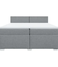Outlet Boxspring met matras stof lichtgrijs 200x200 cm Bedden