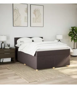 Discount Boxspring met matras stof donkerbruin 140x200 cm Bedden
