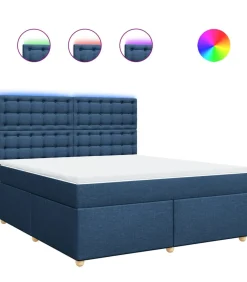 Online Boxspring met matras stof blauw 180x200 cm Bedden