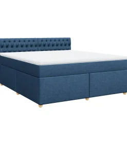 Outlet Boxspring met matras stof blauw 180x200 cm Bedden