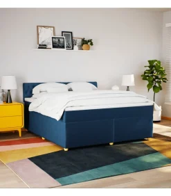 Outlet Boxspring met matras stof blauw 180x200 cm Bedden
