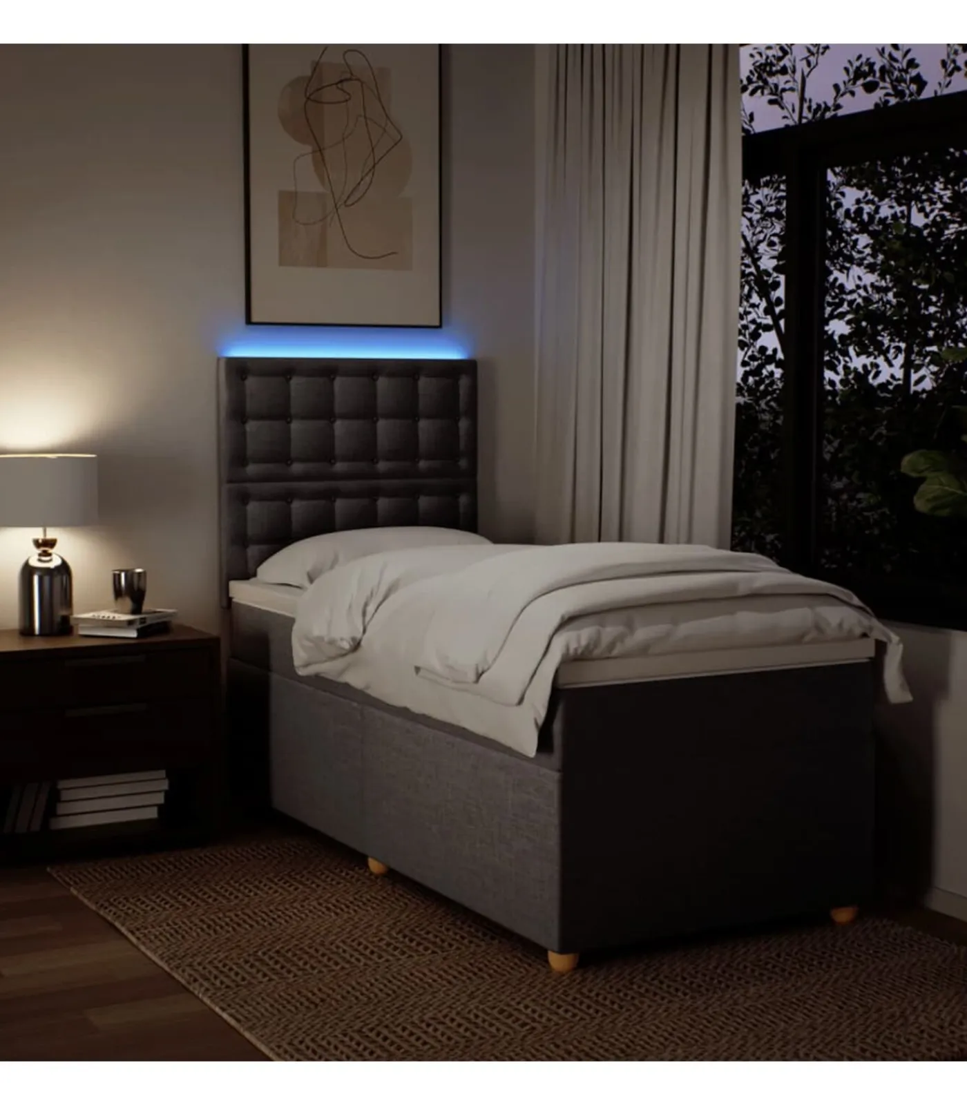 Hot Boxspring met matras stof taupe 100x200 cm Bedden