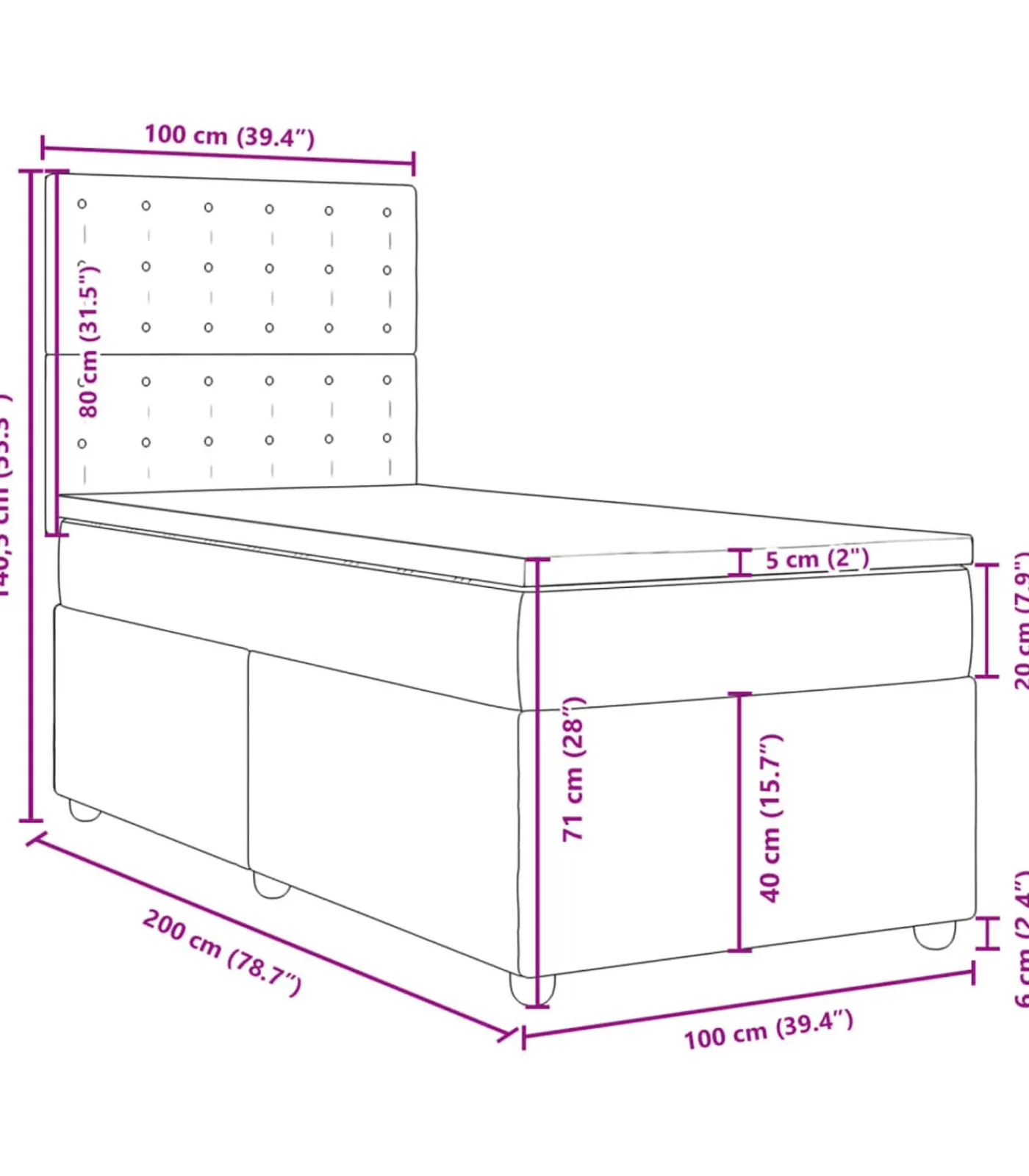 Hot Boxspring met matras stof taupe 100x200 cm Bedden