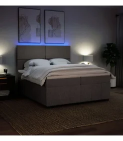 Clearance Boxspring met matras stof taupe 200x200 cm Bedden