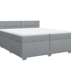 Outlet Boxspring met matras stof lichtgrijs 200x200 cm Bedden