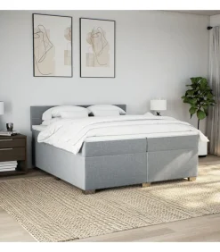 Outlet Boxspring met matras stof lichtgrijs 200x200 cm Bedden