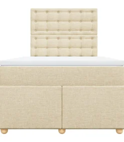 Discount Boxspring met matras stof crèmekleurig 120x190 cm Bedden
