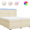 Sale Boxspring met matras stof crèmekleurig 200x200 cm Bedden