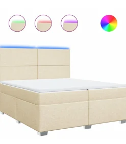 Sale Boxspring met matras stof crèmekleurig 200x200 cm Bedden