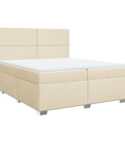 Sale Boxspring met matras stof crèmekleurig 200x200 cm Bedden