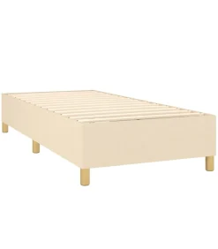 New Boxspring met matras stof crèmekleurig 90x200 cm Bedden