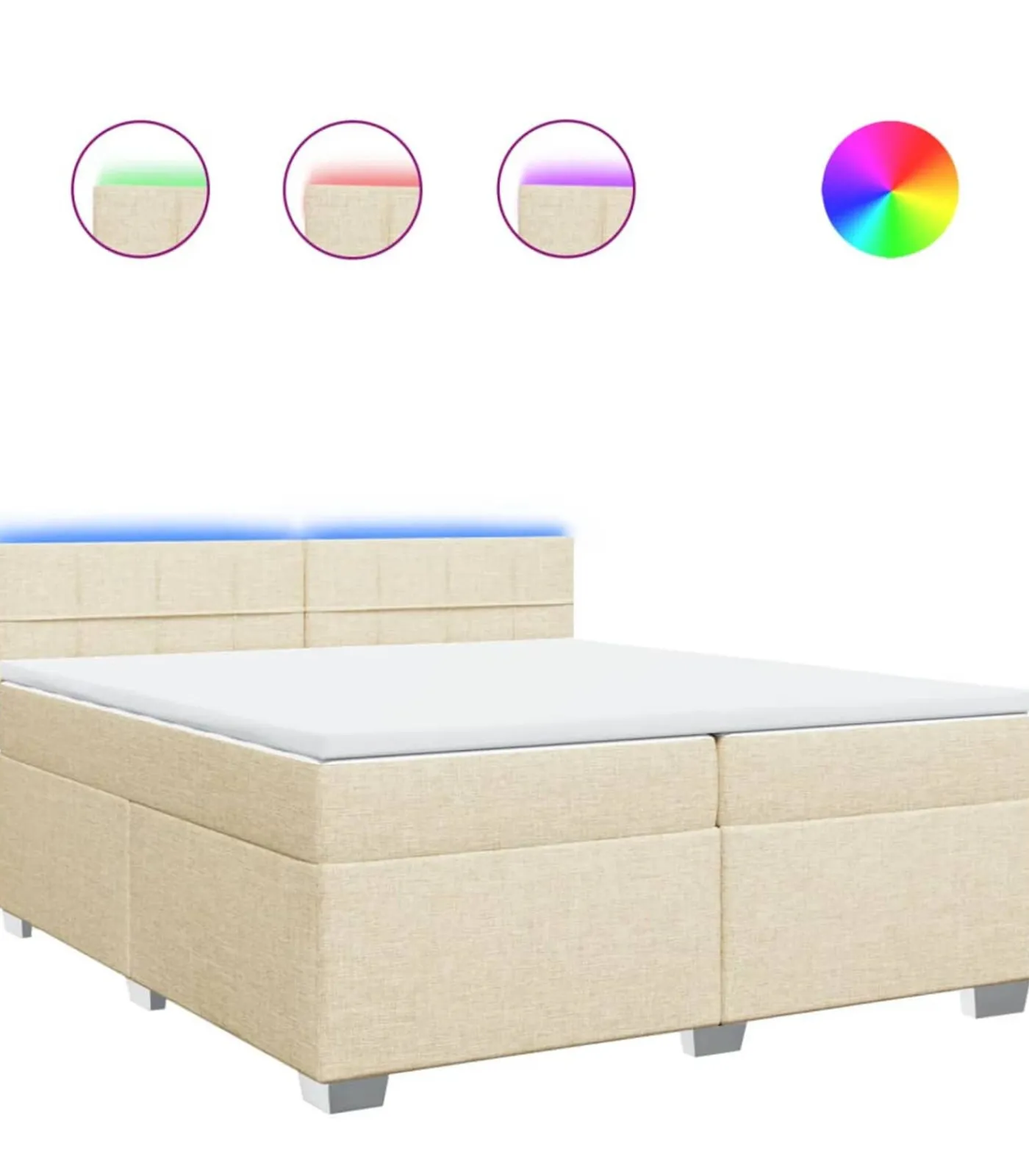 Sale Boxspring met matras stof crèmekleurig 200x200 cm Bedden