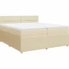 Boxspring met matras stof crèmekleurig 200x200 cm Bedden
