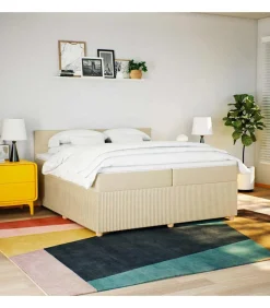 Boxspring met matras stof crèmekleurig 200x200 cm Bedden