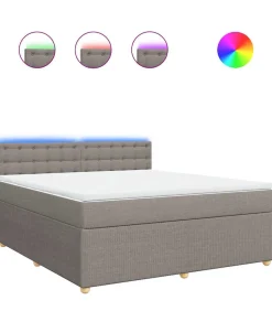 Hot Boxspring met matras stof taupe 180x200 cm Bedden